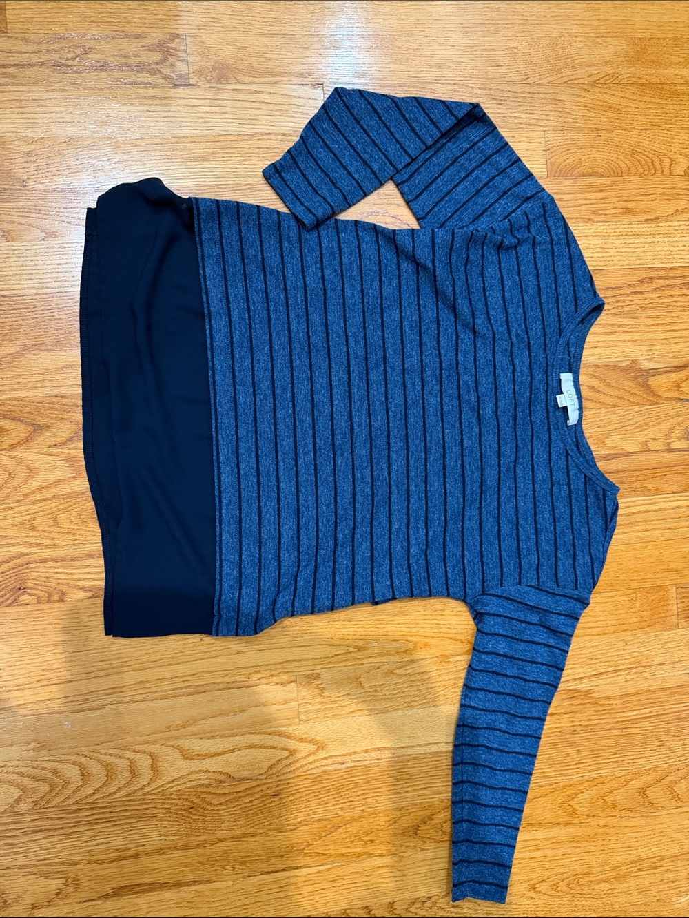 LOFT Navy Striped Long Sleeve Tee